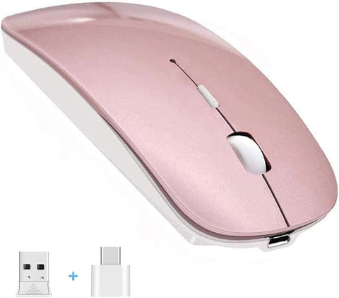 New [Upgraded] Slim Wireless Mouse, 2.4G Silent Laptop Mouse with Nano Receiver, Ergonomic Wireless Mouse for Laptop, Portable Mobile Optical Mice for Laptop, PC, Computer, Notebook, Mac (Rose Gold)