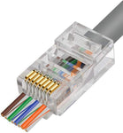 RJ45 Cat6 Pass Through Connectors | EZ Crimp Connector Network Plug for Unshielded Twisted Pair Solid Wire & Standard Cables (50 pcs)