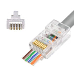 CNCOB RJ45 Pass Through Connector, Cat5e Connector, RJ 45 Ends with Gold Plated, Ethernet Connectors UTP Network Plug for Standard Cable (100pcs)