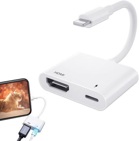 HDMI Adapter for iPhone to TV [Apple MFi Certified, No Need Power], 1080P Lightning to HDMI Adapter Connector with Charging Port, Compatible with iPhone iPad to HDTV Projector Monitor