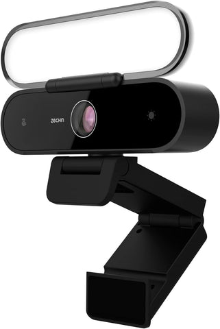 ZECHIN Studio 5-in-1 Full HD 1080P Webcam with Light, Microphone & Speakers, Computer Camera with Fill Light & Privacy Protection, Web Cam Supports Clear Stereo Audio, HD Light Correction