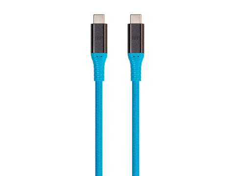 Monoprice Durable USB 3.2 Gen 2 Type-C Data and Power Kevlar Reinforced Nylon-Braid Cable - 1 Meter - Blue | 5A/100W - AtlasFlex Series