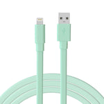 TALK WORKS Flat Lightning Charging Cable Compatible w/iPhone 13/Pro/Pro Max, 14/Plus/Pro/Pro Max, 12/Pro/Pro Max/Mini, 11/Pro/Pro Max, XR, XS, XS Max, X, 8, 7, 6, 5-7' Charger Cord (Mint Green)