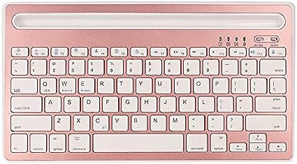 Greshare Wireless Bluetooth Keyboard,Portable Ultra-Thin Dual-Channel Bluetooth Keyboard for iOS Android Windows Tablet Smart Phone. (Rose Gold)