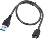 JSER USB 3.1 Front Panel Header Type-E Host to USB 3.0 Type-A Male Target Extension Data Cable 50cm