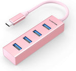 LENTION 4-in-1 USB C Hub, 4 USB 3.0 Ports, USB C to USB A Multiport Adapter for 2023-2016 MacBook Pro, Mac Air & Surface, iPad Pro, Chromebook, More, Stable Driver Certified (CB-C22s, Rose Gold)