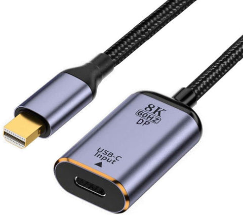 chenyang CY USB C to Mini Displayport Cable,USB Type C Female Input to Mini Displayport 1.4 Male Output HDTV Cable 8K@60hz 4K@120hz for Tablet Phone Laptop