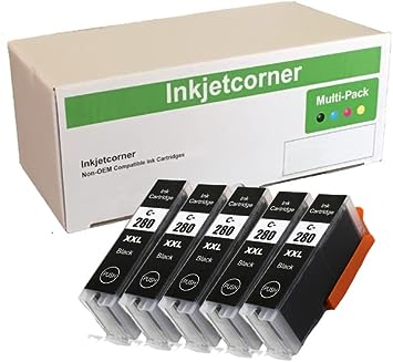 Inkjetcorner Compatible Ink Cartridge Replacement for PGI-280XXL PGI 280 XXL BK for use with TR8620A TR8622 TR8520 TS6320 TS8320 TR7520 TS702 TS9120 TS9521C (Big Black, 5-Pack)