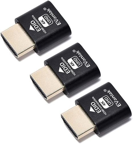 EVanlak HDMI Dummy Plug Headless Ghost Display Emulator Premium Aluminum PC?Fit Headless-3840x2160@60H New 3RD?-3Pack