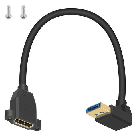 Poyiccot 8K Displayport Extension Cable, Down Angled DisplayPort to DisplayPort Extension Cable, 90 Degree Displayport 1.4 DP to DP Extension Cable with Screw Panle Mount Up to 8K/60Hz, 4K/144Hz