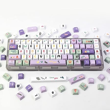 ILYCHEEGAMI PBT Material Cute Puple Cherry Blossom XDA keycaps Set Dye sub Universal Mechanical Keyboard keycaps Compatible with Cherry MX switches,Gateron,Kailh and Clones (Midsummer Night's Dream)