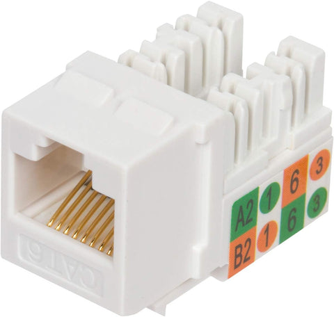 Buyer's Point Cat6 RJ45 90-Degree Keystone Jack, Punch Down Keystone Jack Adapter White (50 Pack)