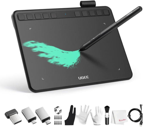 UGEE S640W Drawing Tablet,Wireless 6.3 x 4 Inch Large Area, 8192 Levels Pressure Pen Stylus, 10 Hotkeys, Compatible with Chromebook Windows 10/8/7 Mac Os x10.10 Android Linux Artist,Designer