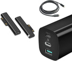 Sisyphy Bundle with GaN USB-C 65W 3-Port PD Charger, Surface Connect to Female USB-C Charging Adapter, USB-C to USB-C Cable, Power Delivery with PD3.0 QC3.0