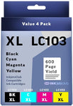 Brother LC103 / 101 Compatible High Yield Ink Cartridge Made by InkjetsClub Replacement 4 Pack Value Pack. Includes 1 Black, 1 Cyan, 1 Magenta and 1 Yellow Compatible Ink Cartridges