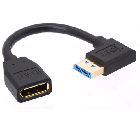 GLHONG 8K DP Male to DP Female 1.4 Extension Cable, (8K/60Hz, 4k/144Hz), Short Displayport Male to Female DP 1.4 Cable Cord, Display Port 32.4Gbps for PC, Laptop 15cm(Left), GLHONG