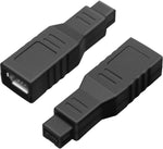 NECABLES 2Pack FireWire 400 to 800 Adapter Converter IEEE 1394a 6-Pin Female to 1394b 9-Pin Male