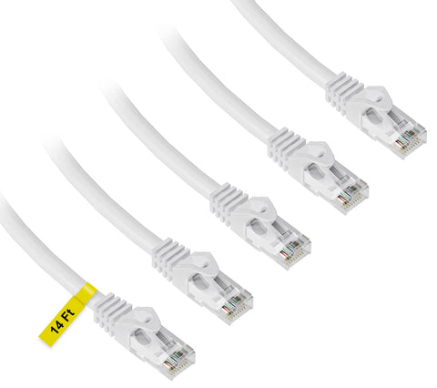 iwillink Cat6 Ethernet Cable 14 ft (5 Pack),Support POE High Speed Cat6 Cat 5e Cat 5 Network Patch Cord - RJ45, Stranded, UTP, POE, Pure Bare Copper Wire, 26AWG - White