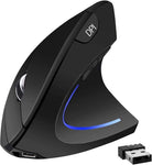 MTAZEG Wireless Vertical Mouse Rechargeable Ergonomic Mouse 2.4G USB Optical Computer Mice, Black