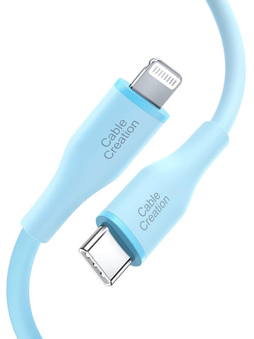 CableCreation USB C to Lightning Cable 6ft, [MFi Certified] Soft Flow Silicone USB-C to Lightning Cable PD Fast Charging for iPhone14 /13/13 Pro/ 12 Pro Max/ 12/11 /X/XS/XR/ 8 Plus/AirPods Pro, Blue