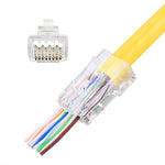 NeoRannk RJ45 Pass Through Connectors 100PCS Gold Plated Ends 8P8C Modular Ethernet UTP Network Cable Plug for Large 23AWG Cat6 Cable