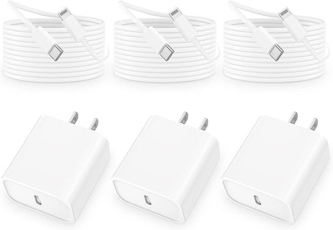 [Apple MFi Certified] iPhone 13 14 Fast Charger, Redpark 3 Pack 20W PD USB-C Power Rapid Wall Charger with 3 Pack 6FT Type-C to Lightning Quick Charge Sync Cord for iPhone 14 13 12 11 Pro/XS/X/SE/iPad