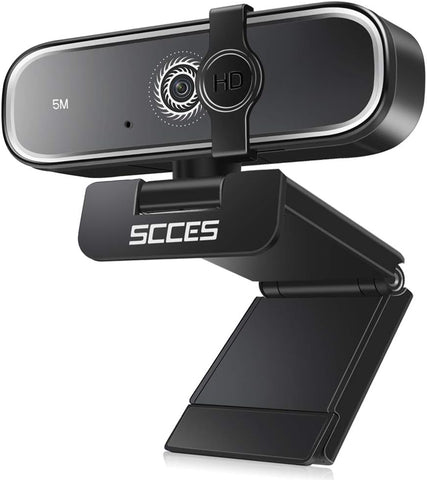 Webcam SCCES 5MP/1080P HD USB Webcam for Desktop Laptop Computer with Auto Focus/Privacy Cover/360 Degree View Angle/Drive Free, for Video Calling Studying Online Class Conference Recording, Gaming