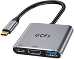 QCEs USB C to HDMI Multiport Adapter, USB-C Digital AV Multiport Adapter, Type C Mac Converter 4K HDMI Video Output with USB 3.0 and PD Charging Hub Compatible with Apple MacBook Pro iPad, Galaxy S21