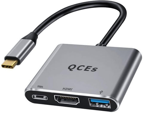 QCEs USB C to HDMI Multiport Adapter, USB-C Digital AV Multiport Adapter, Type C Mac Converter 4K HDMI Video Output with USB 3.0 and PD Charging Hub Compatible with Apple MacBook Pro iPad, Galaxy S21