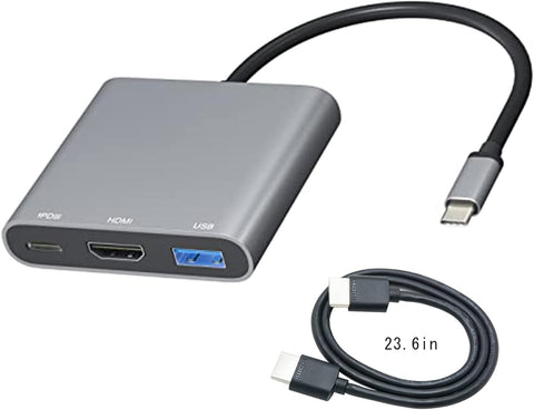 DAPOKJD USB C to HDMI Adapter, Thunderbolt 3 to HDMI Converter (HDMI 4K@30Hz USB3.0 PD100W Input) USB-C Docking Station,Type C Multiport Dongle Compatible for Ipad/MacBook Pro/Air/Switch (Grey 1+)