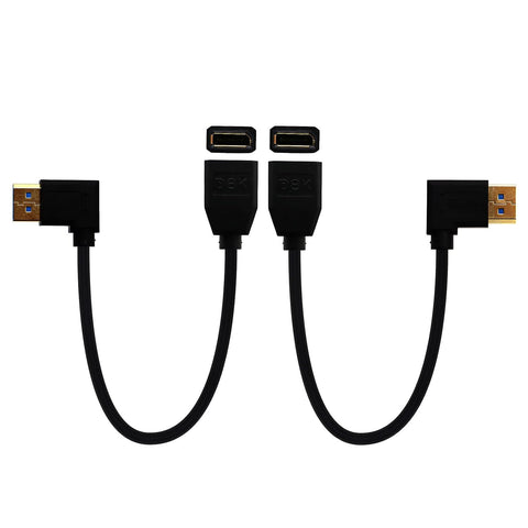 AWADUO Standard Ultra HD DisplayPort 1.4 Cable, 8K@60Hz Big Displayport 90 Degree Female to Big Displayport Female Right/Left Gold-Plated Cord Compatible with Computer(0.3M/0.98ft)