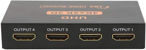 axGear HDMI Splitter 4 Port 1 x 4 Mirror Screen 4K 1080P HD TV Metal Box Power Adapter