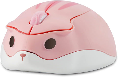 3C Light 2.4GHz Wireless Mouse Cute Animal Hamster Wireless Mouse Portable Mini Optical Mice Cartoon Computer Mouse 3 Buttons for Laptop Desktop PC Computer (Pink)