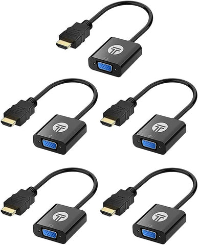 WE LOVE TEC HDMI to VGA (Black) HDMI Male to VGA Female Adapter Compatible with Laptop, Desktop, Computer, PC, Projector, HDT, Monitor, Chromebook and More, 5-Pack