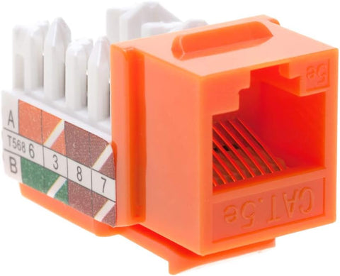 Cat5e Ethernet RJ-45 Keystone Jack Cat5 Punch-Down Network Orange - Choose a Pack of 5/10/20/30/50 (10)