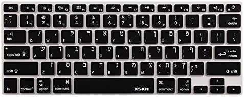 XSKN Hebrew Israel Language Black Silicone Keyboard Skin for 2015 and Earlier Released MacBook Air 13, Pro 13 15 17 inch, US Layout - Not FIT A2179 A2337 13.3-inch MacBook Air with Touch ID