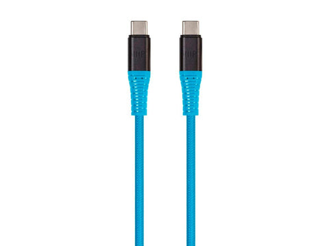 Monoprice Durable USB 2.0 Type-C Charge and Sync Kevlar Reinforced Nylon-Braid Cable - 6 Feet - Blue | 5A/100W, Aluminum Connectors - AtlasFlex Series