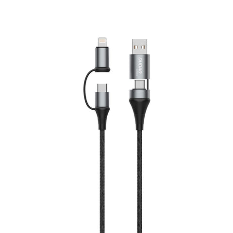 Dudao 4-in-1 Multifunction Charging Data Cable, Fast Charge, Fast Data Transmission, USB to Type C, USB to iOS, Type C to Type C, Type C to Lightning, OTG Solution, 65W, 1M