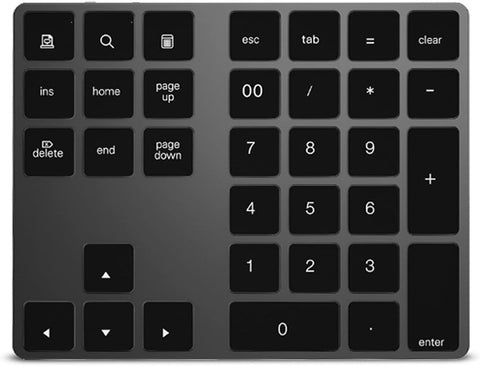 Yoidesu Wireless Number Pad,34 Key Numeric Keypad Rechargeable Bluetooth Number Keyboard with USB Type-C Hub Slim 34-Keys External Numpad Keyboard Data Entry, for Windows, OS, Android(Black)