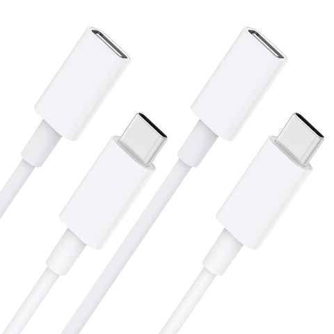 CONMDEX USB C Extension Cable 2Packs for Mag Safe Charger PS5 Controller Charging, 9V 3A USB Type C Female to Male Extender Cord for Mag Safe Charger iPhone 13/12, HomePod White 3.3FT