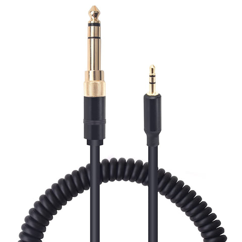 Xivip QC45 Audio Cable Coiled Headphones Aux Cord, with 6.35mm (1/4") Adapter