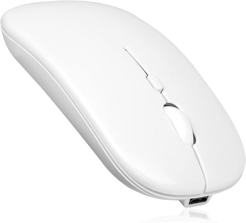 2.4GHz & Bluetooth Mouse, Rechargeable Wireless Mouse for Samsung Galaxy Tab S7 Bluetooth Wireless Mouse for Laptop / PC / Mac / iPad pro / Computer / Tablet / Android - White