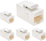 Beszin Cat.5E RJ45 Inline Coupler with Keystone Latch, Female-Female (5-Pack, White)