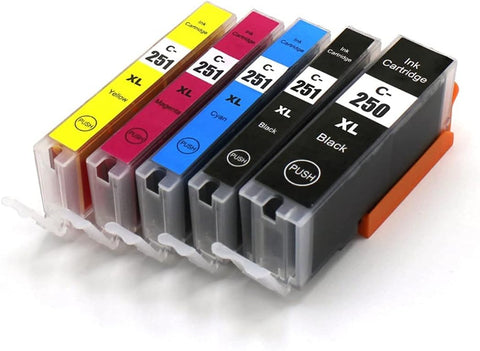 Premium Color Ink Cartridge PGI-250/C-250 and CLI-251/C-251 for Printer Ink, Compatible Ink Jet Cartridge for Canon Printer PIXMA MX922 IX6820, 5 Packs