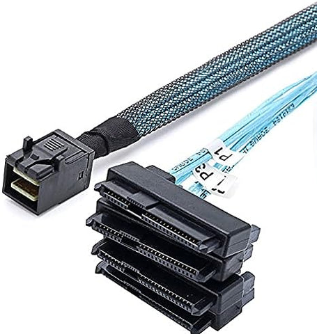 NFHK Internal Mini SAS SFF-8643 Host to 4 SAS 29Pin SFF-8482 Target Disk 6Gbps Data Server Raid Cable