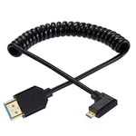 Micro HDMI to HDMI Coiled Cable, HDMI to Micro HDMI 2.1 8K Cable, Cable for 1080P, 8K@60Hz 4K@120Hz 48Gbps and Audio Return Channel (1M/3.2FT) (Right Angle 1m)