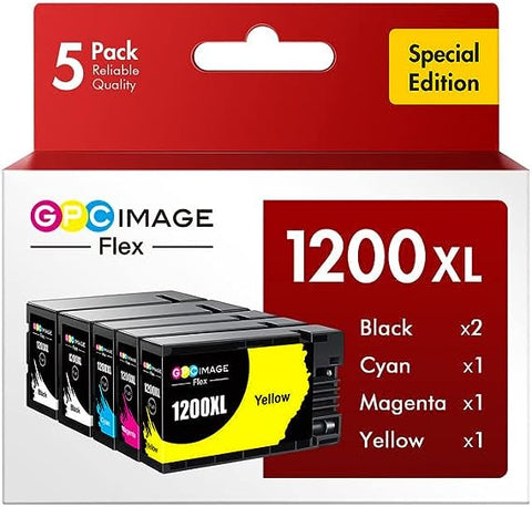 GPC ImageFlex Compatible 1200XL PGI-1200XL Ink Cartridge Replacement for Canon PGI-1200XL PGI-1200 XL 1200XL Compatible with MAXIFY MB2320 MB2020 MB2720 MB2120 MB2050 MB2350 Printer (5 Pack)