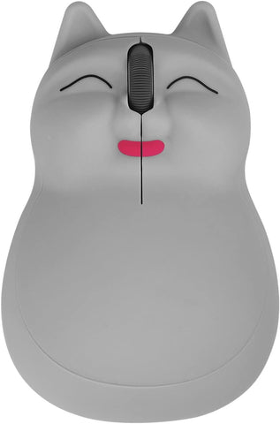 3C Light Wireless Mouse Cute Cat Shape 2.4G Wireless Mouse Portable Mini Optical Mice Cartoon Computer Mouse 3 Buttons for Kids Gift Laptop Desktop PC (Gray Cat)