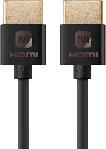 Monoprice HDMI High Speed Cable - 6 Feet - Black, 4K@60Hz, HDR, 18Gbps, 36AWG, YUV 4: - Ultra Slim Series