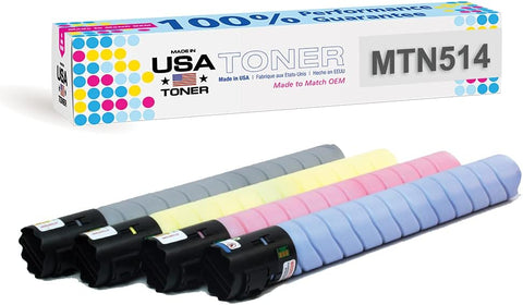 MADE IN USA TONER Compatible Replacement for use in Konica Minolta TN514K,TN514C,TN514M,TN514Y, bizhub C458, C558, C658 (Black, Cyan, Yellow, Magenta, 4-Pack)